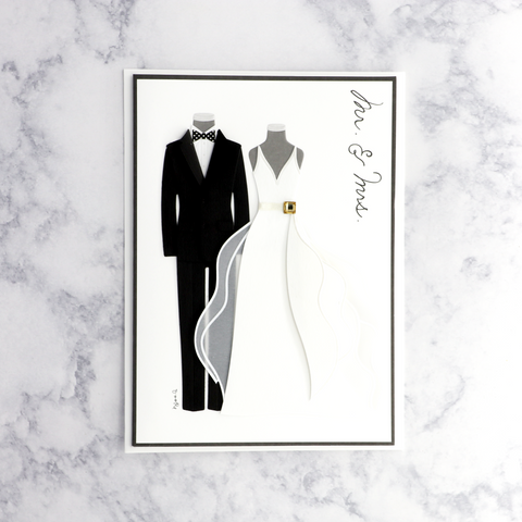 Handmade Modern Bride & Groom Wedding Card