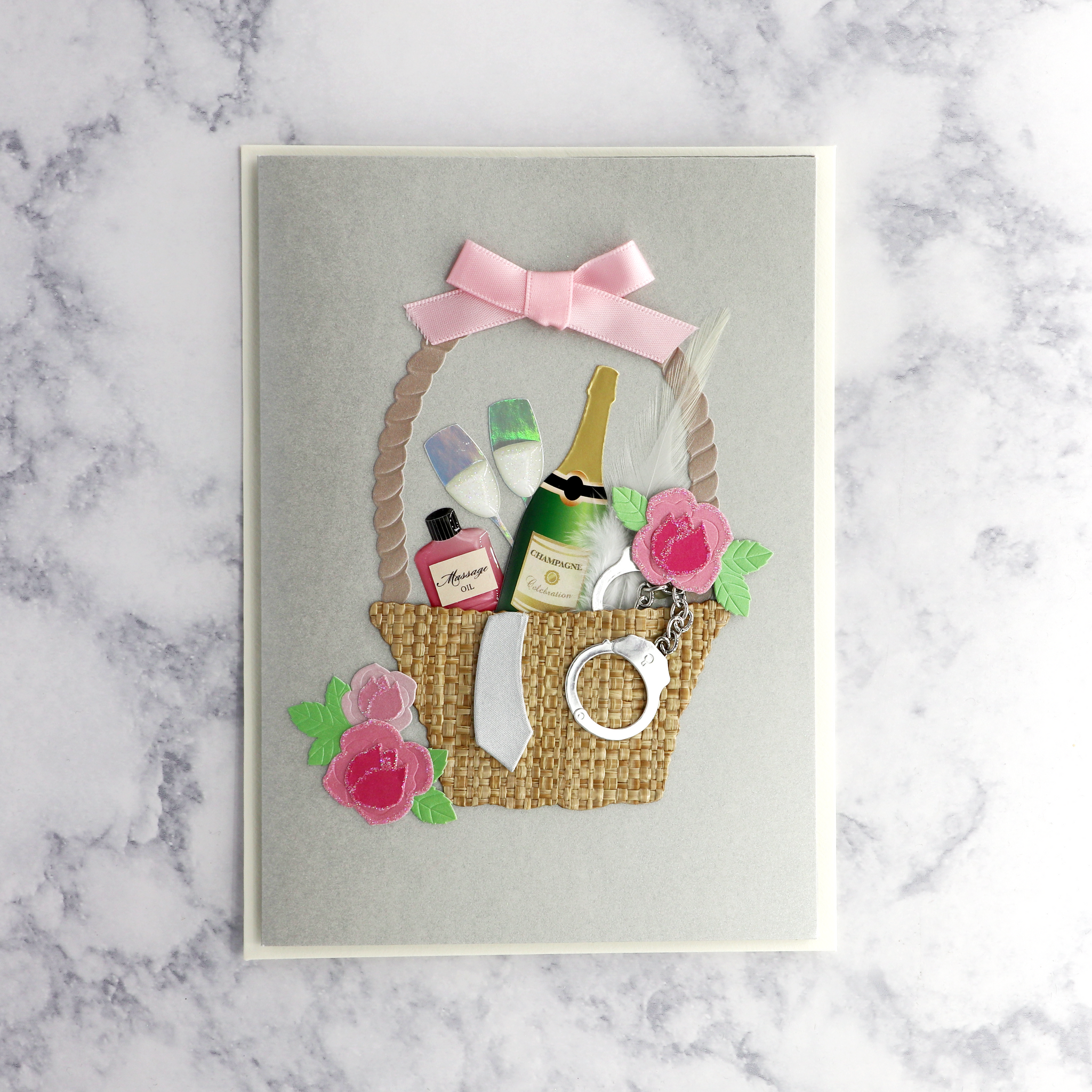 Handmade Naughty Gift Basket Wedding Shower Card