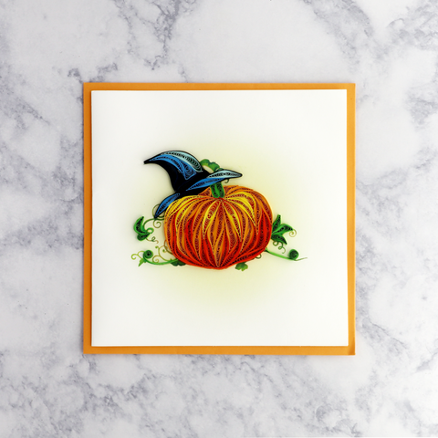Handmade Pumpkin Quilling Halloween Card