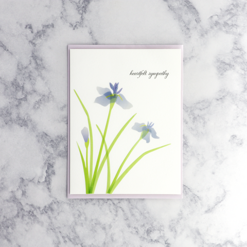 Handmade Purple Irises Sympathy Card