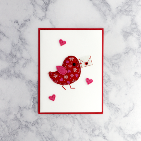 Handmade Red Bird Valentine's Day Card