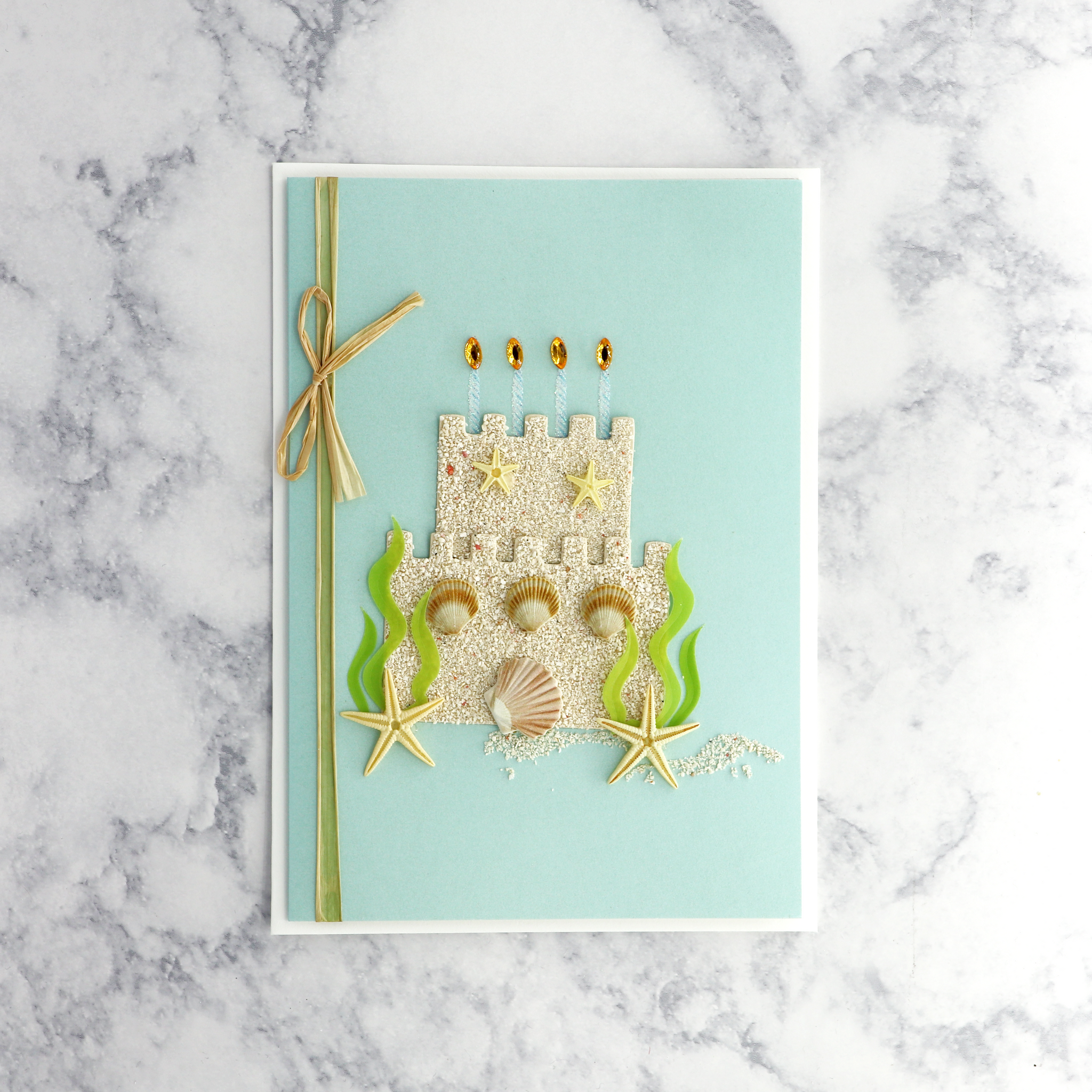 Handmade Sand Castle Cake Birthday Card