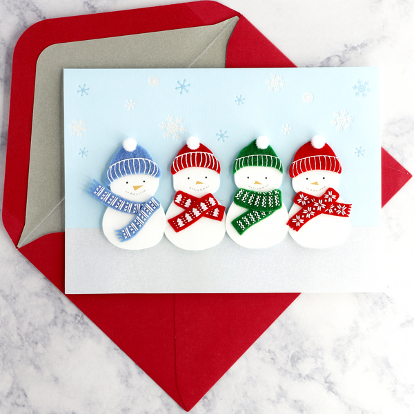 Handmade Snowmen With Scarves Holiday Boxed Cards (Set of 8)