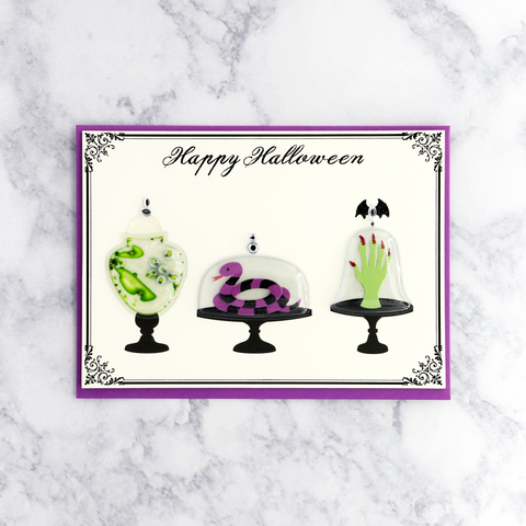 Handmade Trio Glass Cases Halloween Card