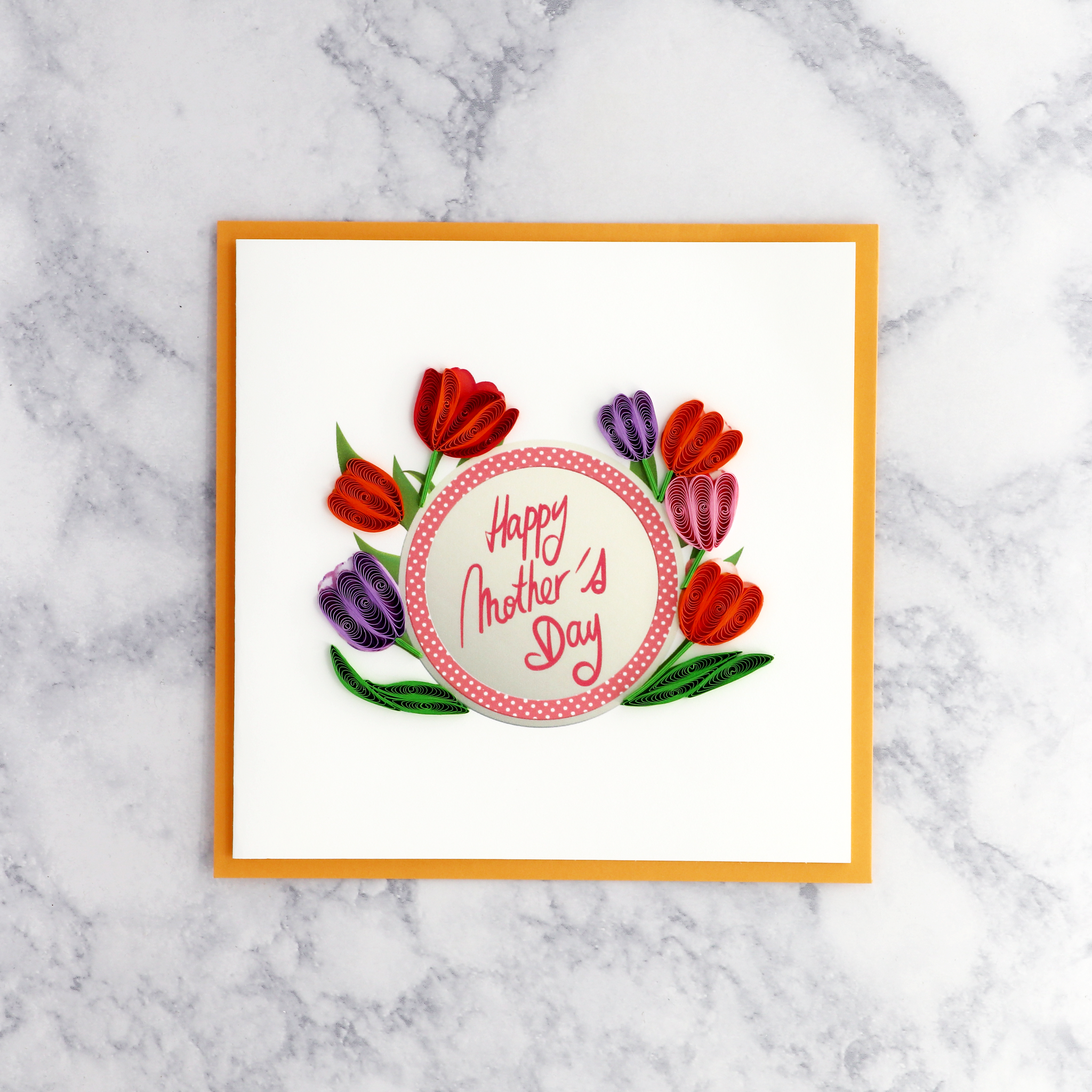 Handmade Tulips Quilling Mother's Day Card