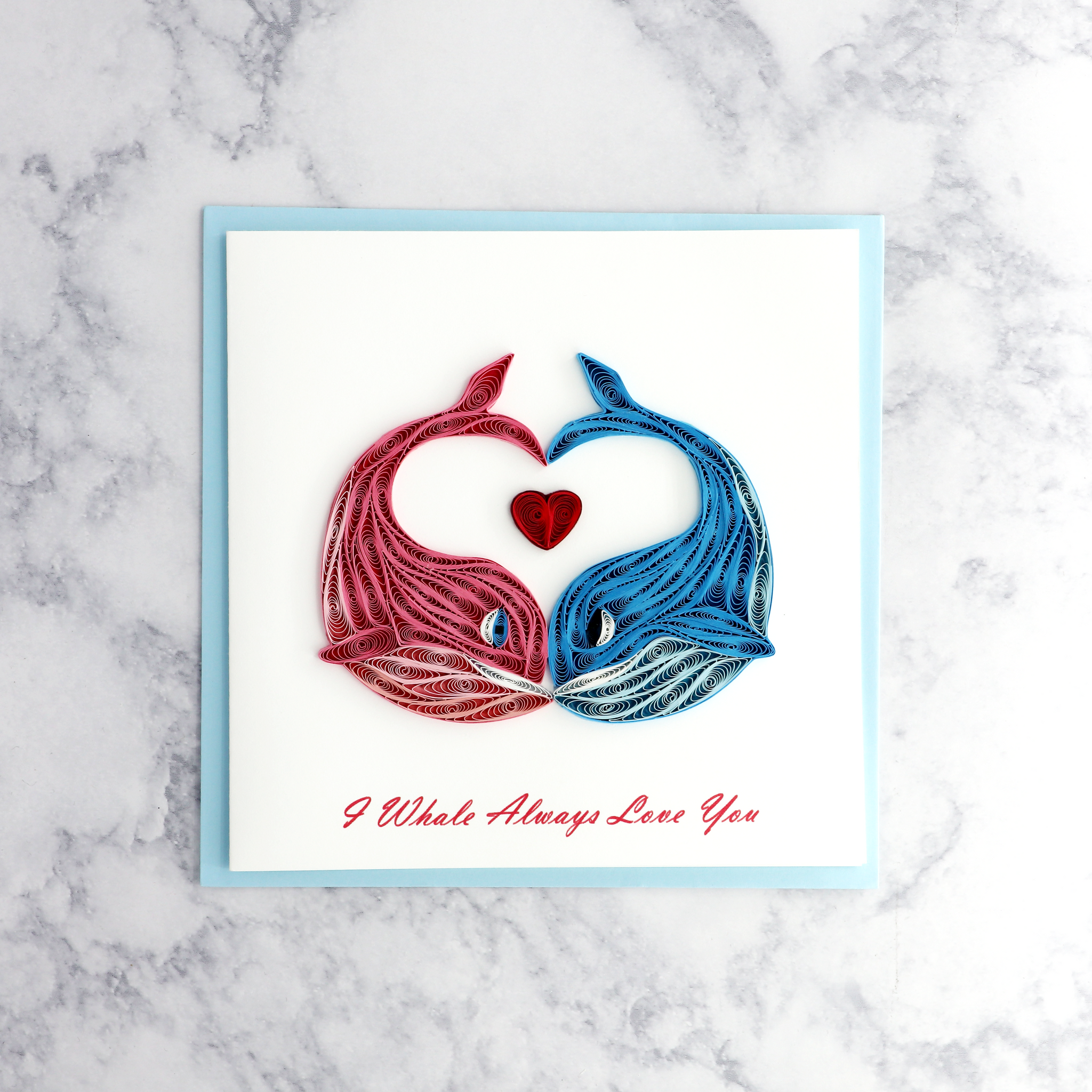 Handmade Whales Quilling Romance Card