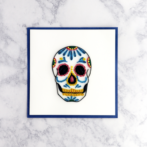 Handmade "Dia de los Muertos" Skull Quilling Halloween Card