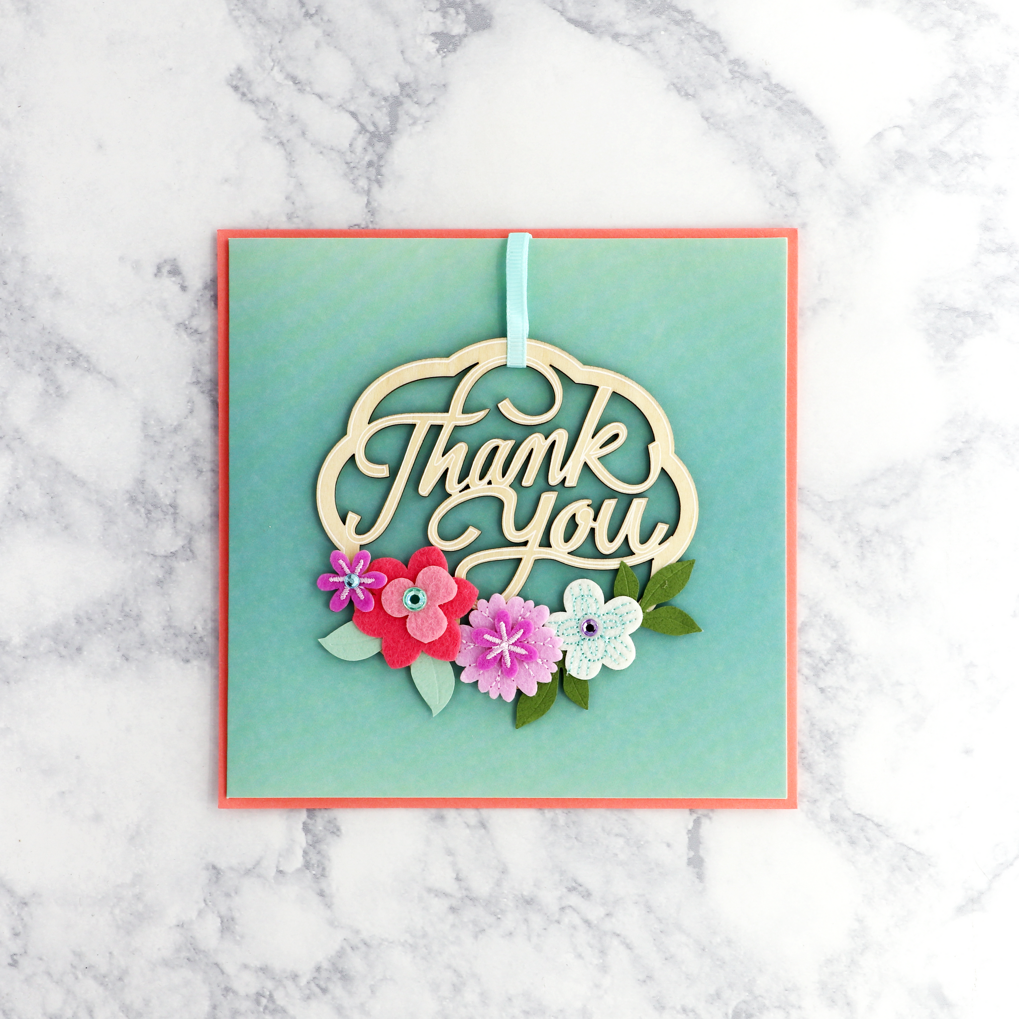 Hangable Floral Ornament Wreath Thank You Card