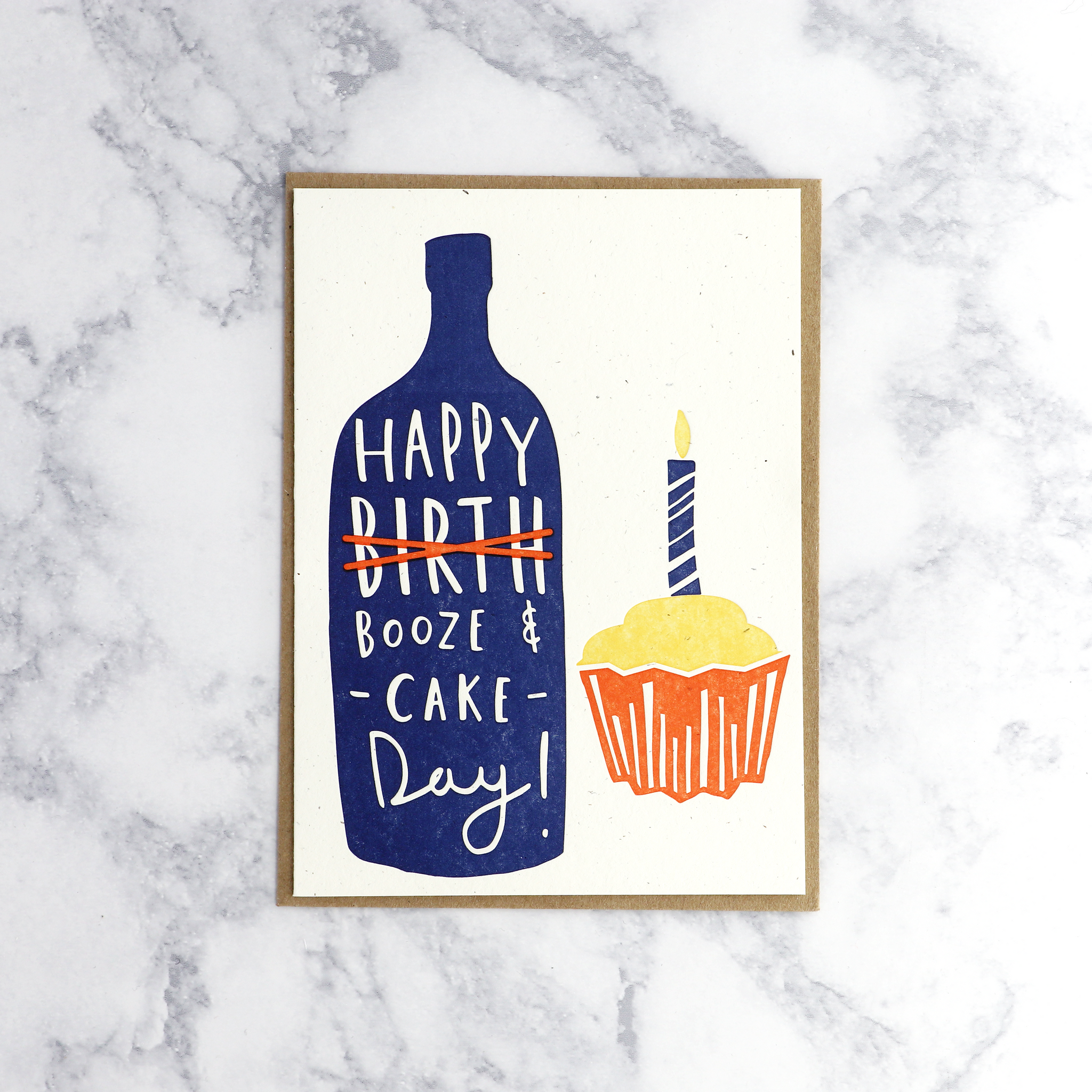"Happy Booze Day" Letterpress Birthday Card