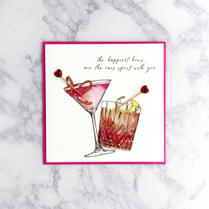 Heart Cocktails Anniversary Card