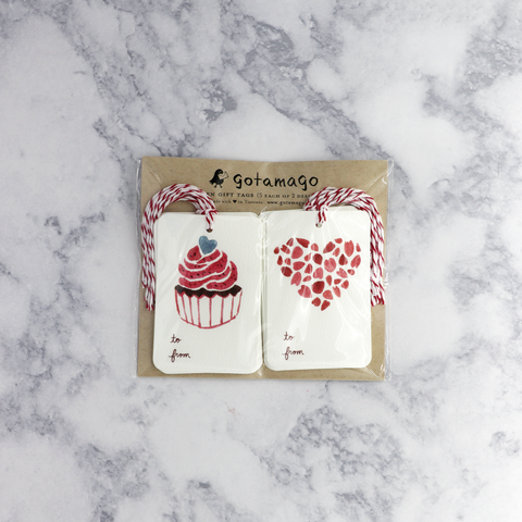 Heart Cupcakes & Sakura Gift Tags (Set of 10)