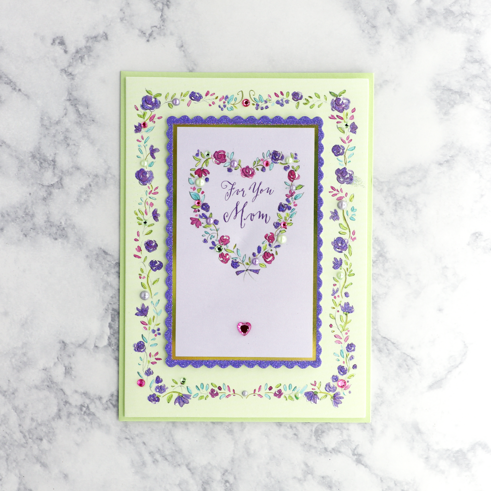 Heart With Pearls Mother's Day Card (For Mom)