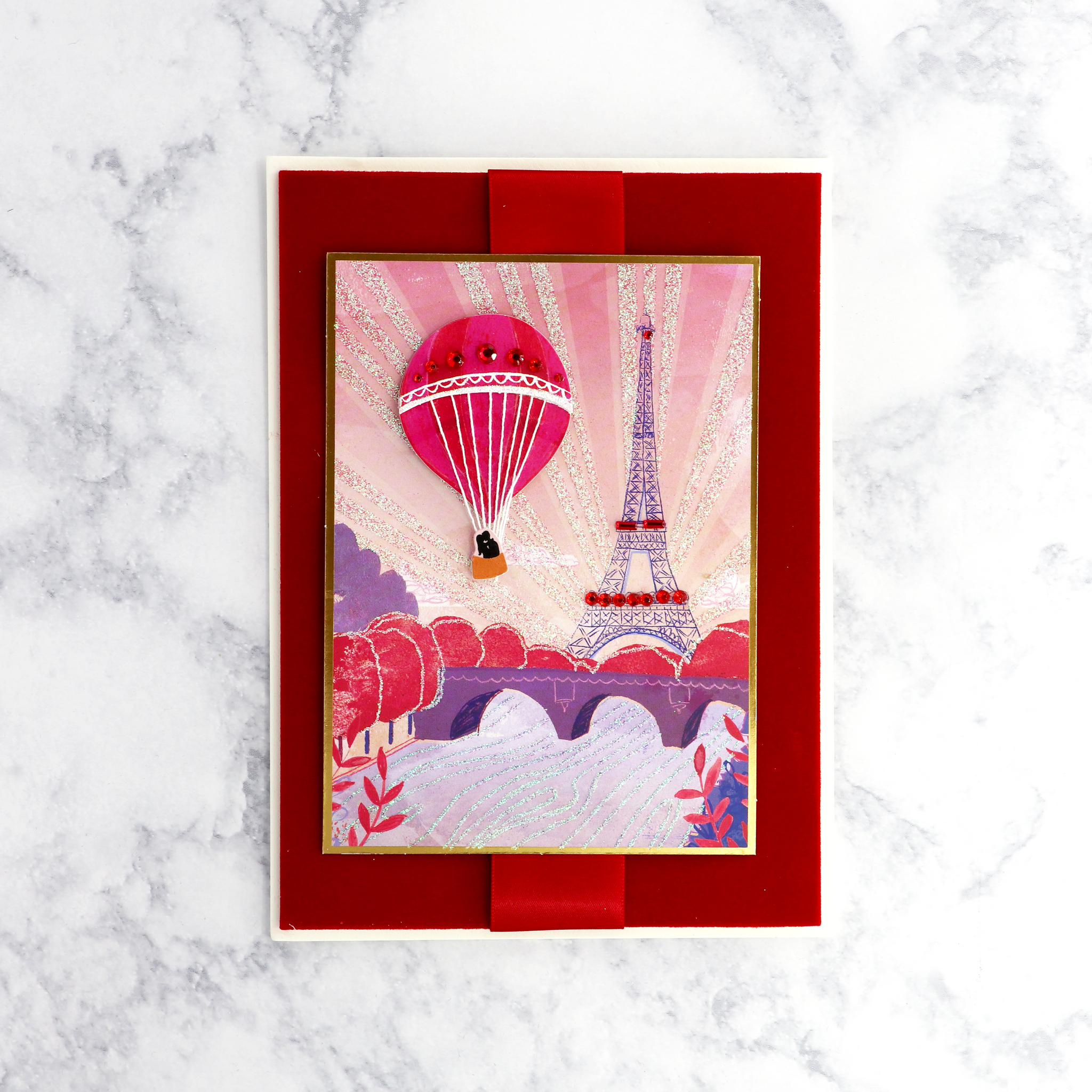 Hot Air Balloon "Paris" Valentine's Day Card