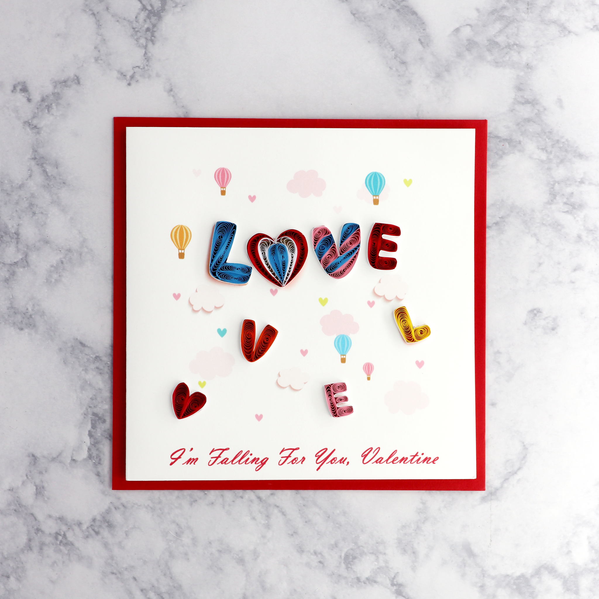Hot Air Balloons Quilling Valentine's Day Card