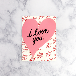 "I Love You" Pink Foil Heart Valentine's Day Card