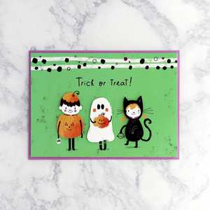 Illustrated Trick or Treaters Halloween Card