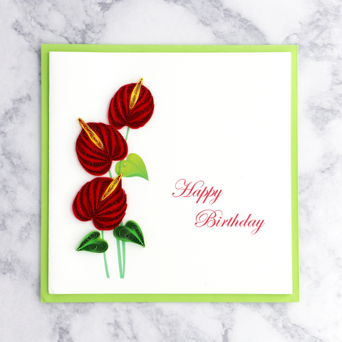 Handmade Laceleaf Quilling Birthday Card
