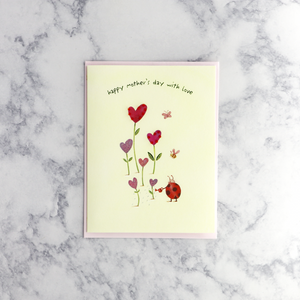 Ladybug Watering Flowers Mother's Day Card