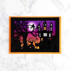 Laser-Cut Haunted Scene Halloween Card