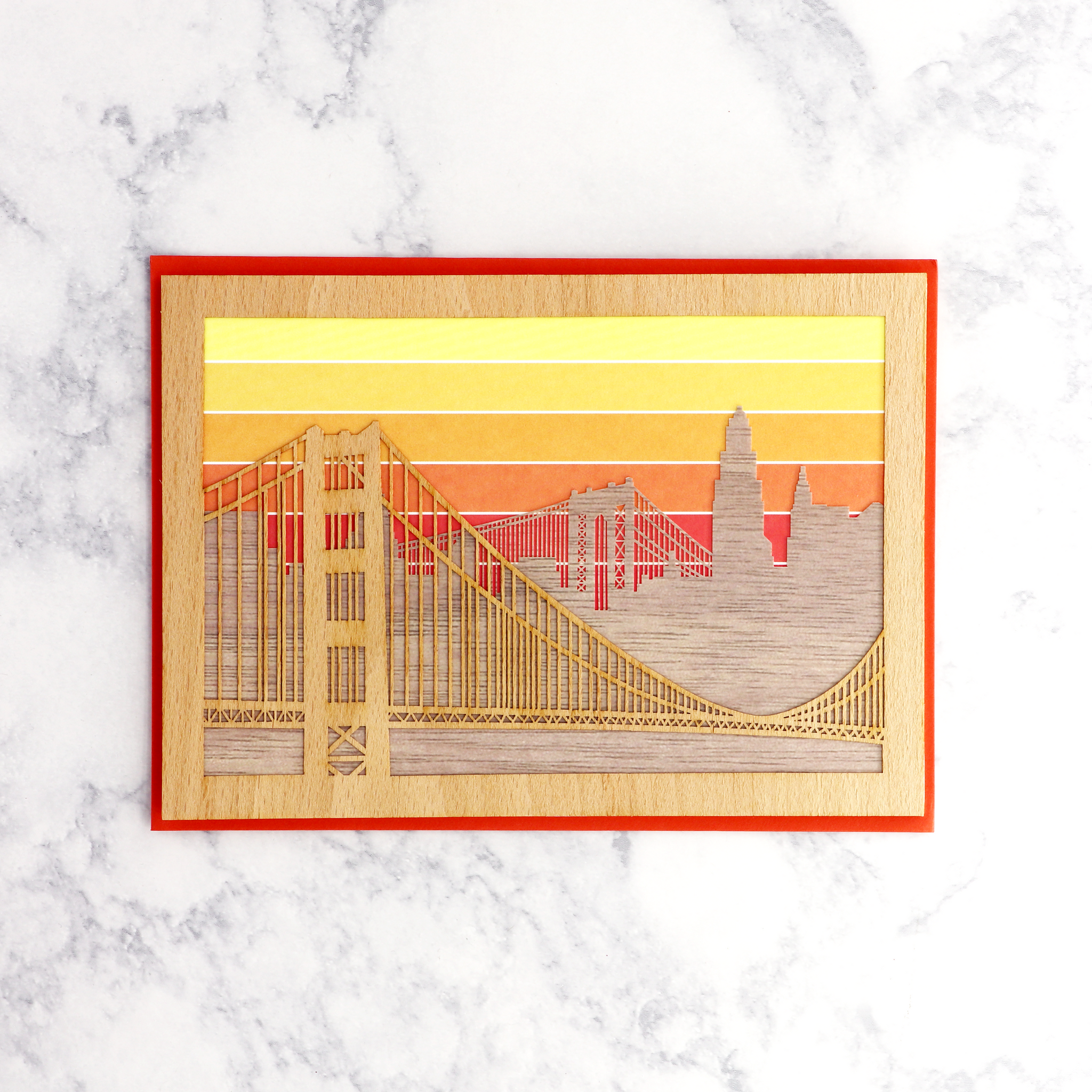 Laser-Cut Ombre Cityscape Birthday Card