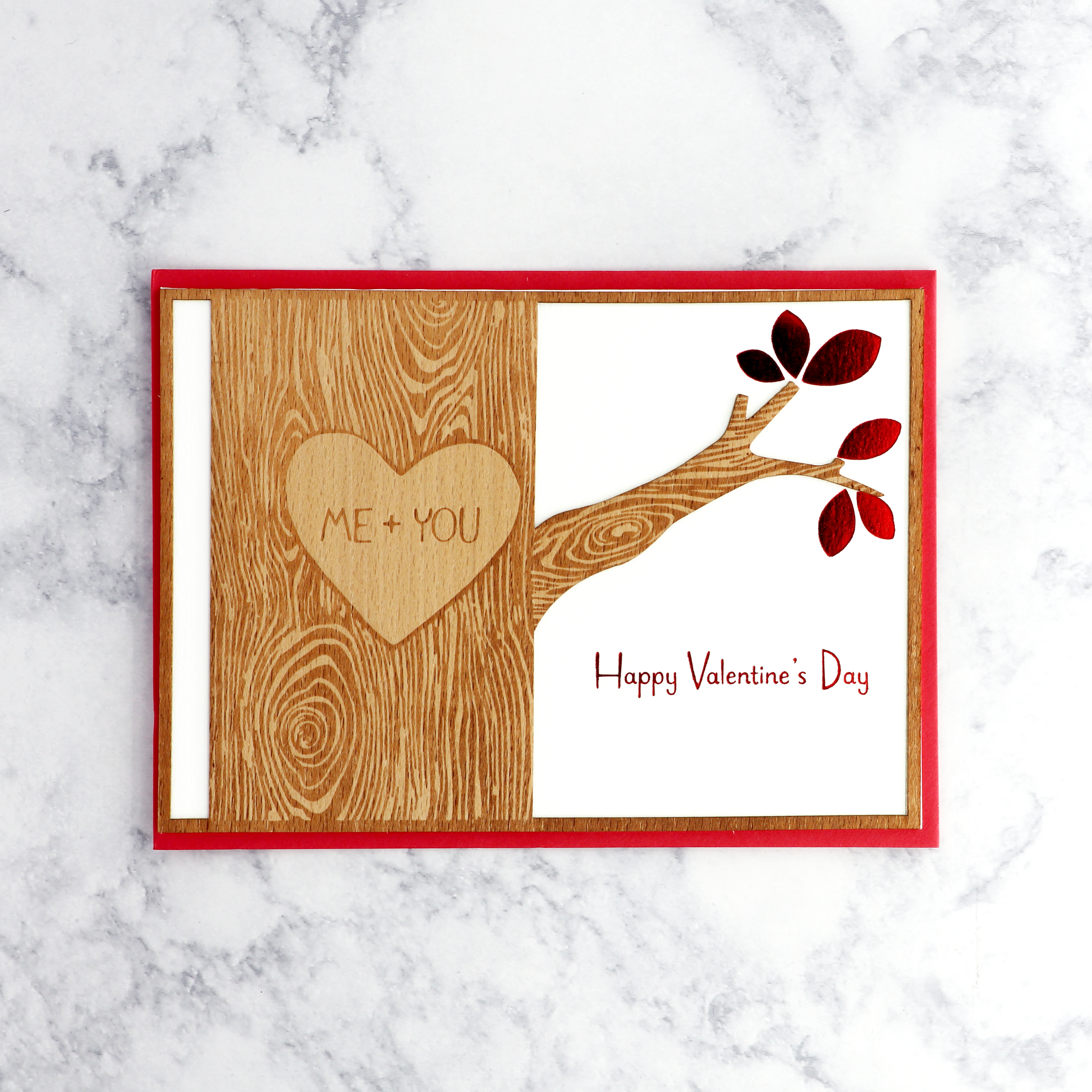 Laser-Cut Tree Valentine's Day Card