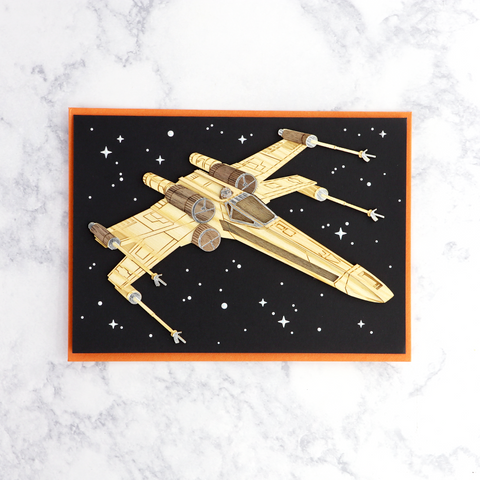 Laser-Cut X-Wing Fighter Star Wars Birthday Card