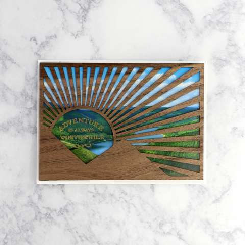 Laser-Cut Wood Sunrise Blank Card