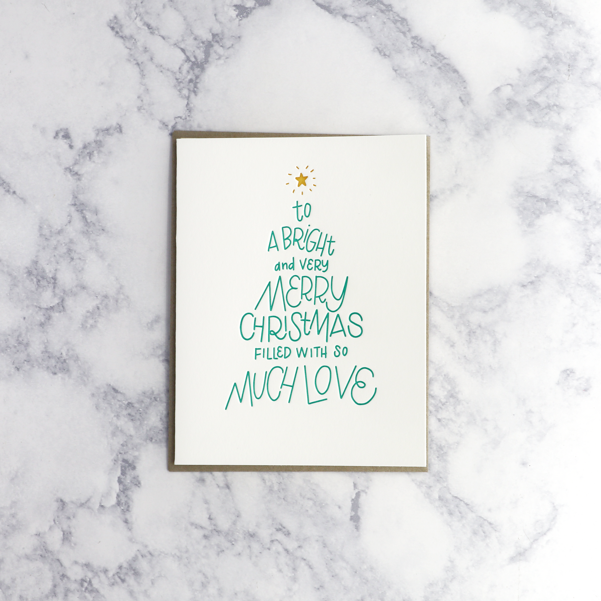 Letterpress Christmas Tree Lettering Christmas Card