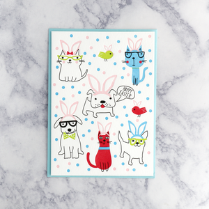 Letterpress Furry Friend Easter Card