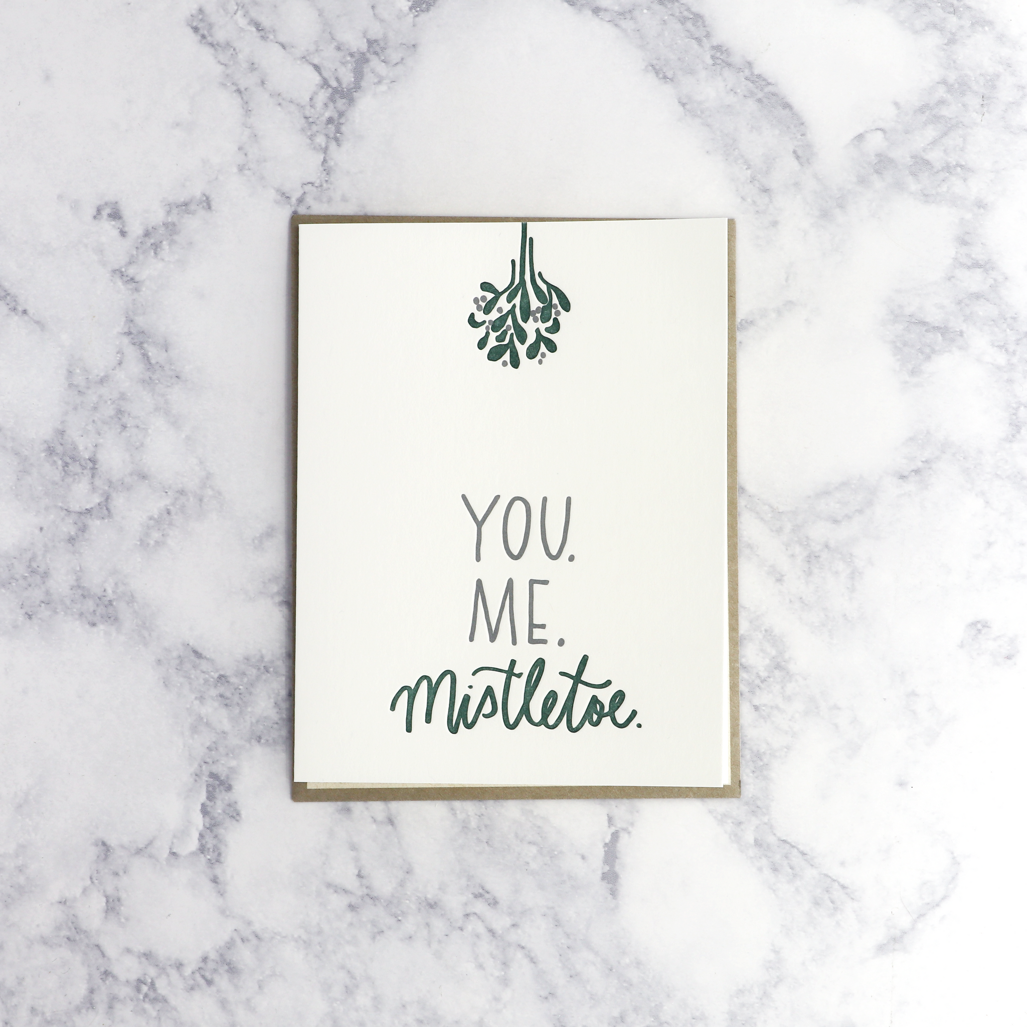 Letterpress Mistletoe Romantic Holiday Card