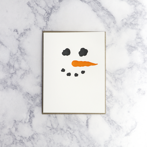 Letterpress Snowman Holiday Card