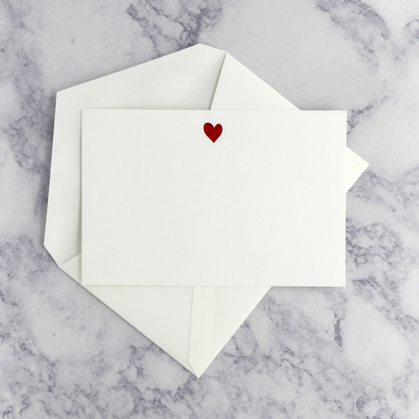 Letterpress Sweet Heart on Pearl White Boxed Cards (Set of 10)