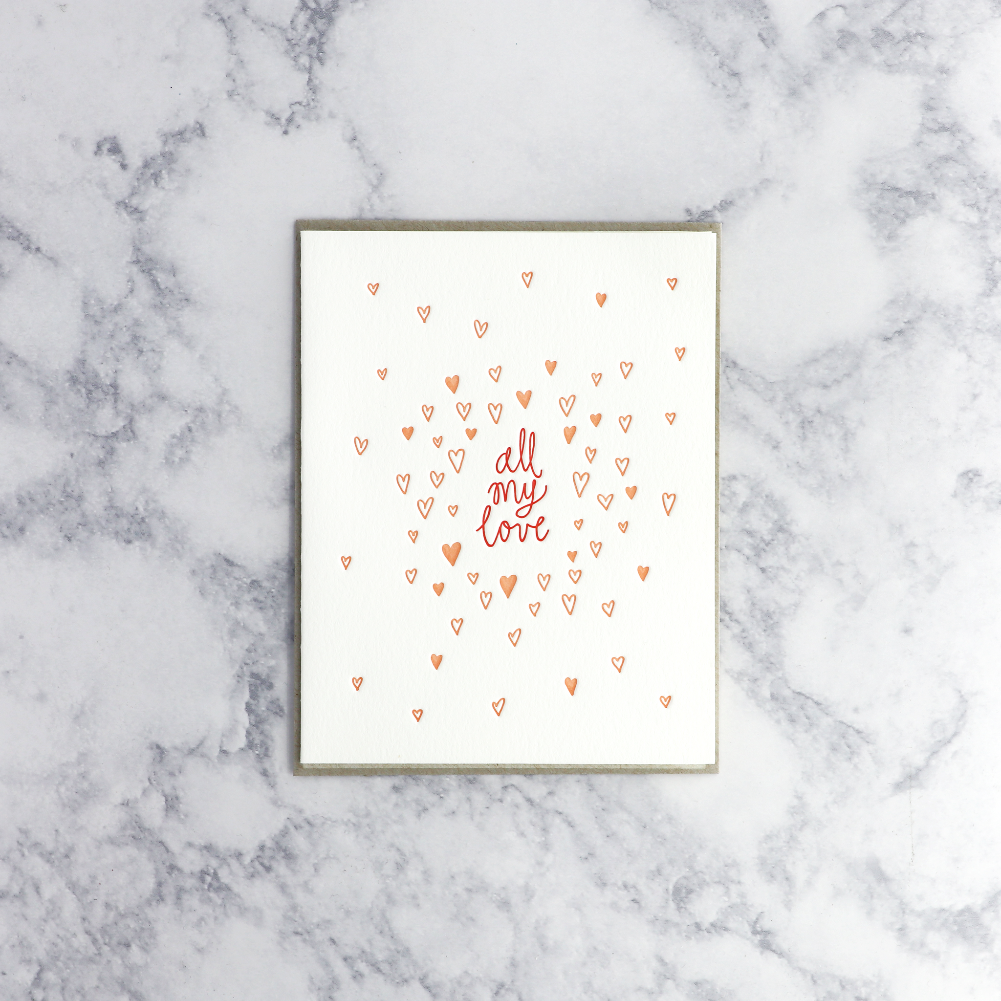 Letterpress "All My Love" Romance Card
