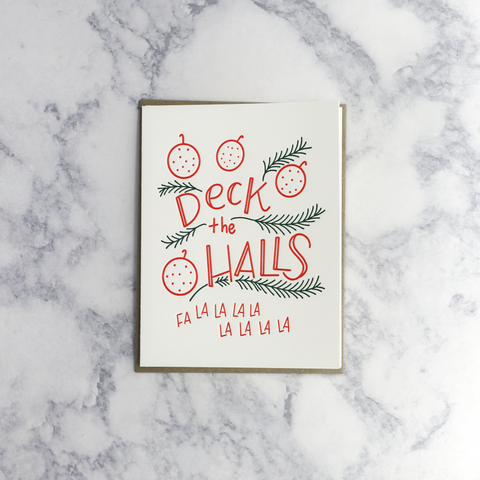Letterpress "Deck The Halls" Lettering Holiday Card