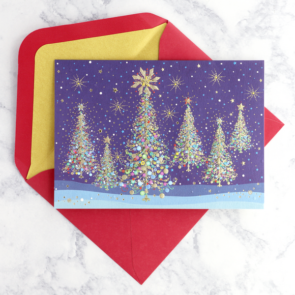 Magical Row Of Trees Christmas Boxed Cards (Set of 14)