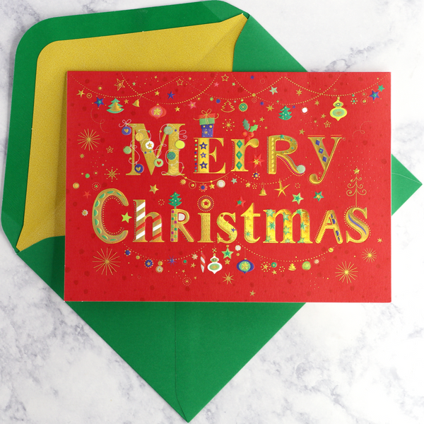 "Merry Christmas" Text Christmas Boxed Cards (Set of 14)