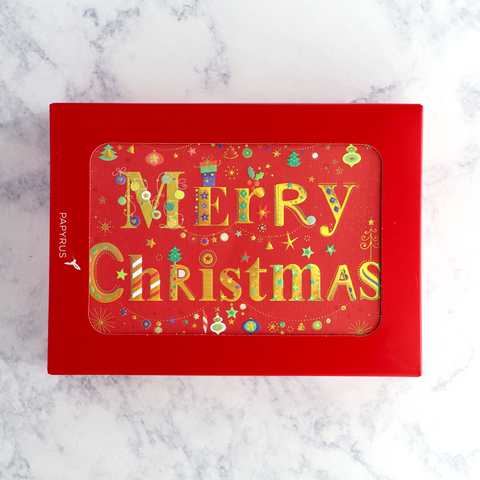 "Merry Christmas" Text Christmas Boxed Cards (Set of 14)