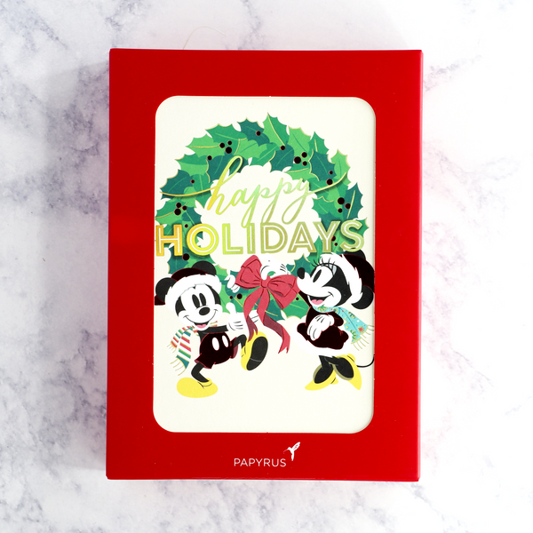 Mickey & Minnie Mouse Wreath Holiday Boxed Cards (Set of 14)