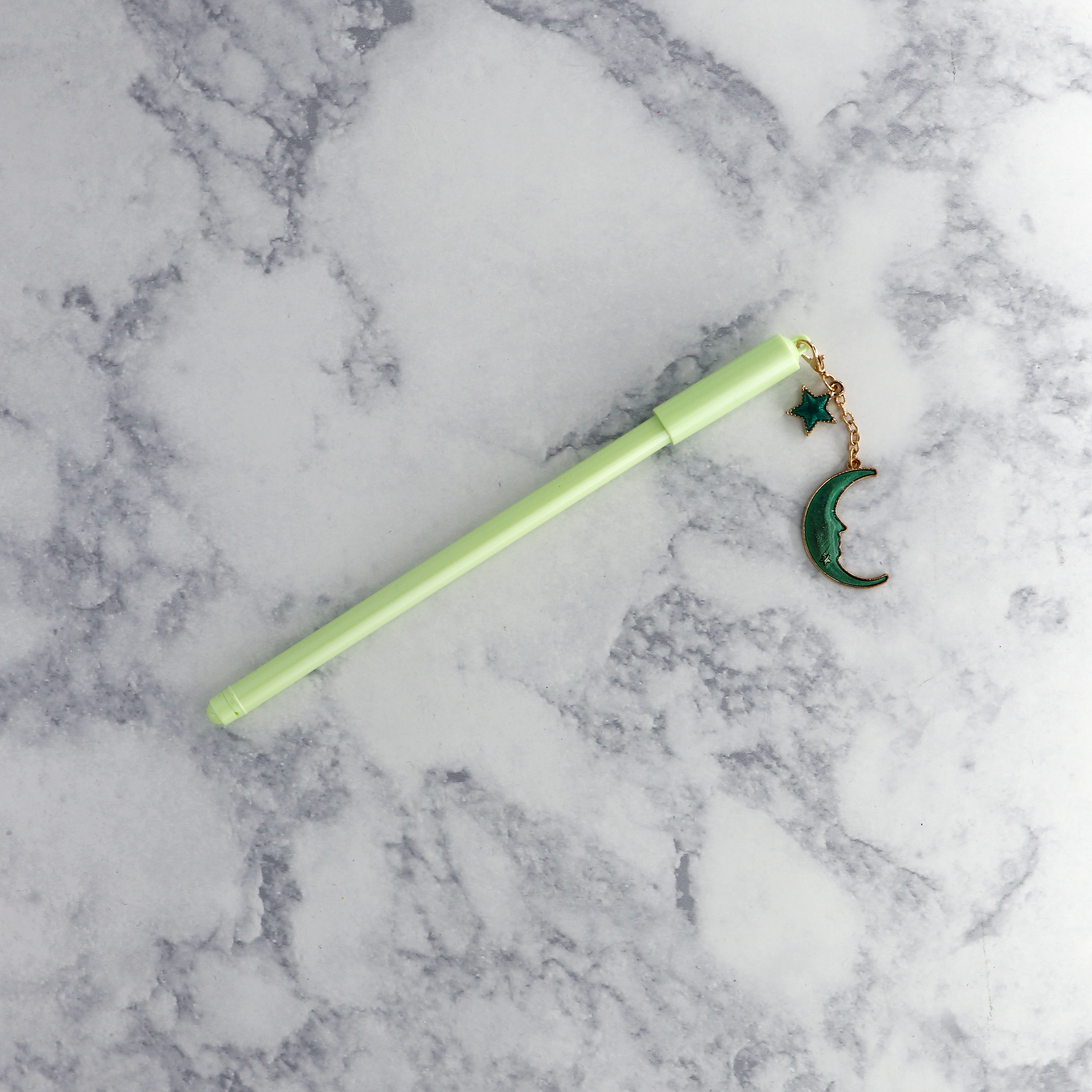 Mint Green Crescent Moon Charm Pen