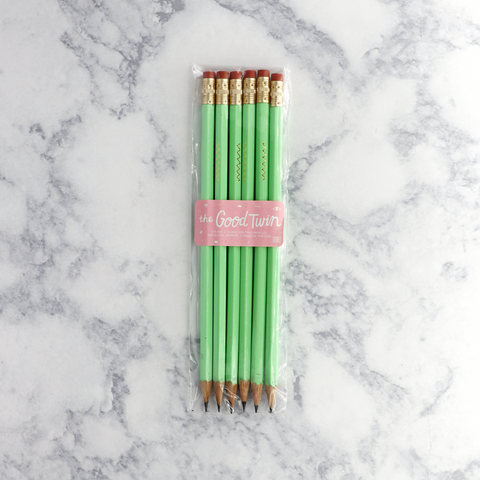 Mint Green Zigzag Pencil Set (Set of 6)