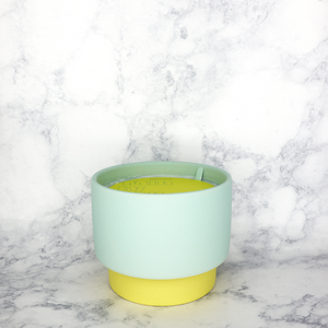 Minty Verde Colorblock Ceramic Soy Wax Large Candle