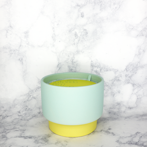 Minty Verde Colorblock Ceramic Soy Wax Large Candle