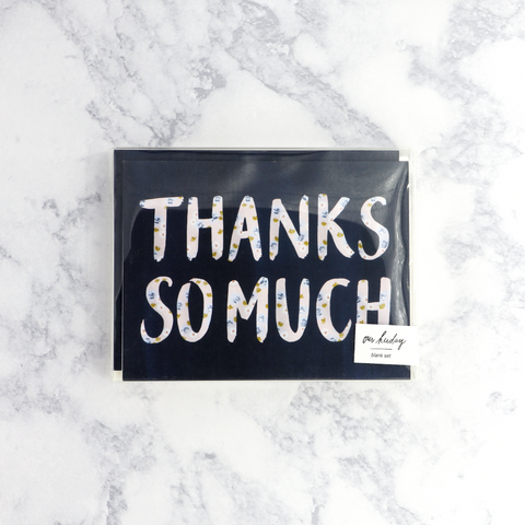Navy Floral Thank You Boxed Notes (Set of 8)