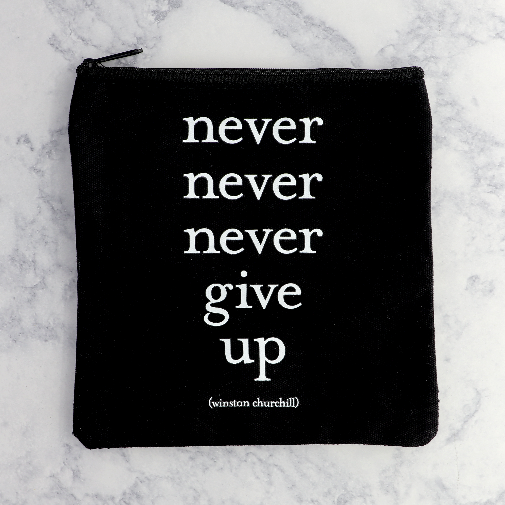 "Never Give Up" Winston Churchill Quote Pencil Bag