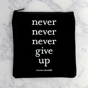 "Never Give Up" Winston Churchill Quote Pencil Bag