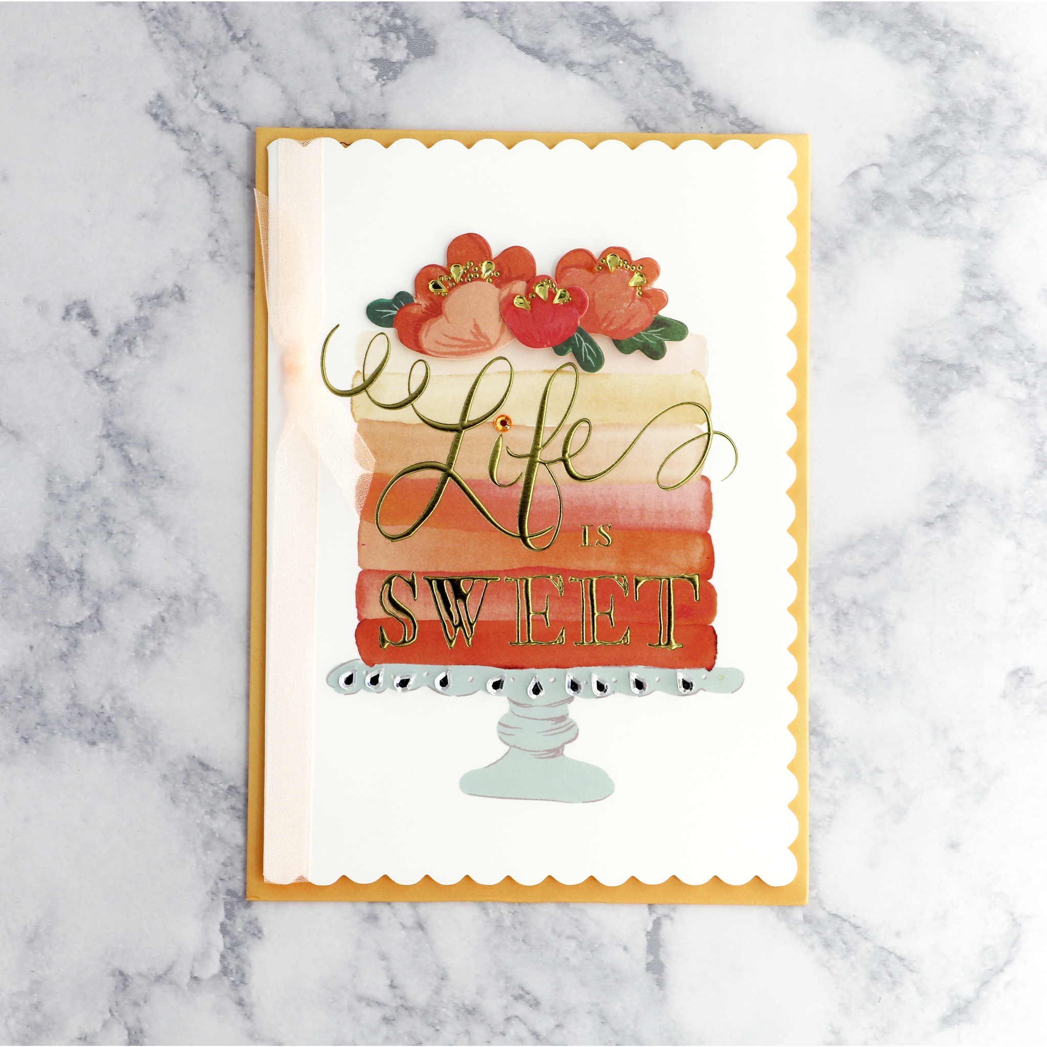 Ombré Floral Cake Birthday Card