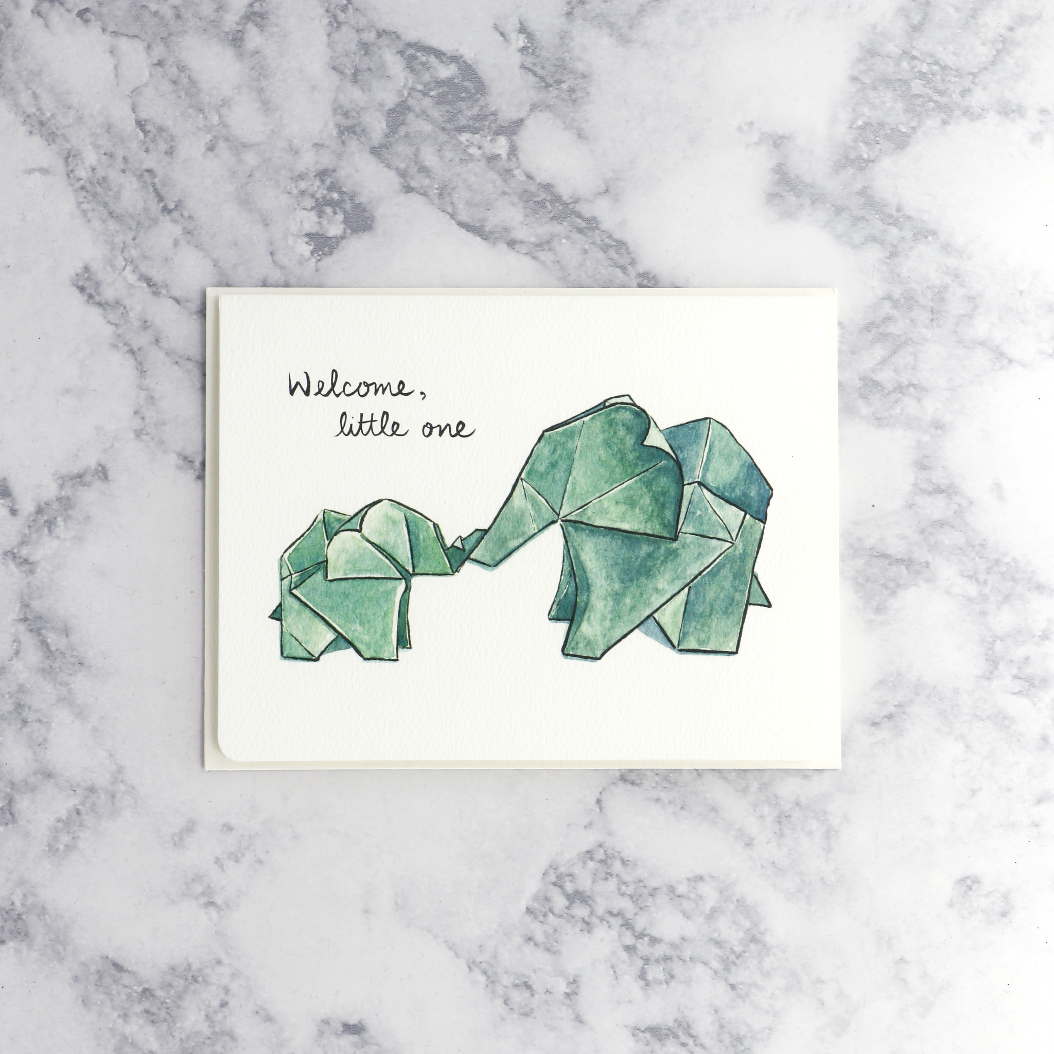 Origami Elephants New Baby Card