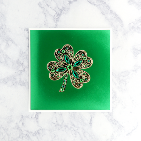 Ornate Jeweled Shamrock Saint Patrick's Day Card