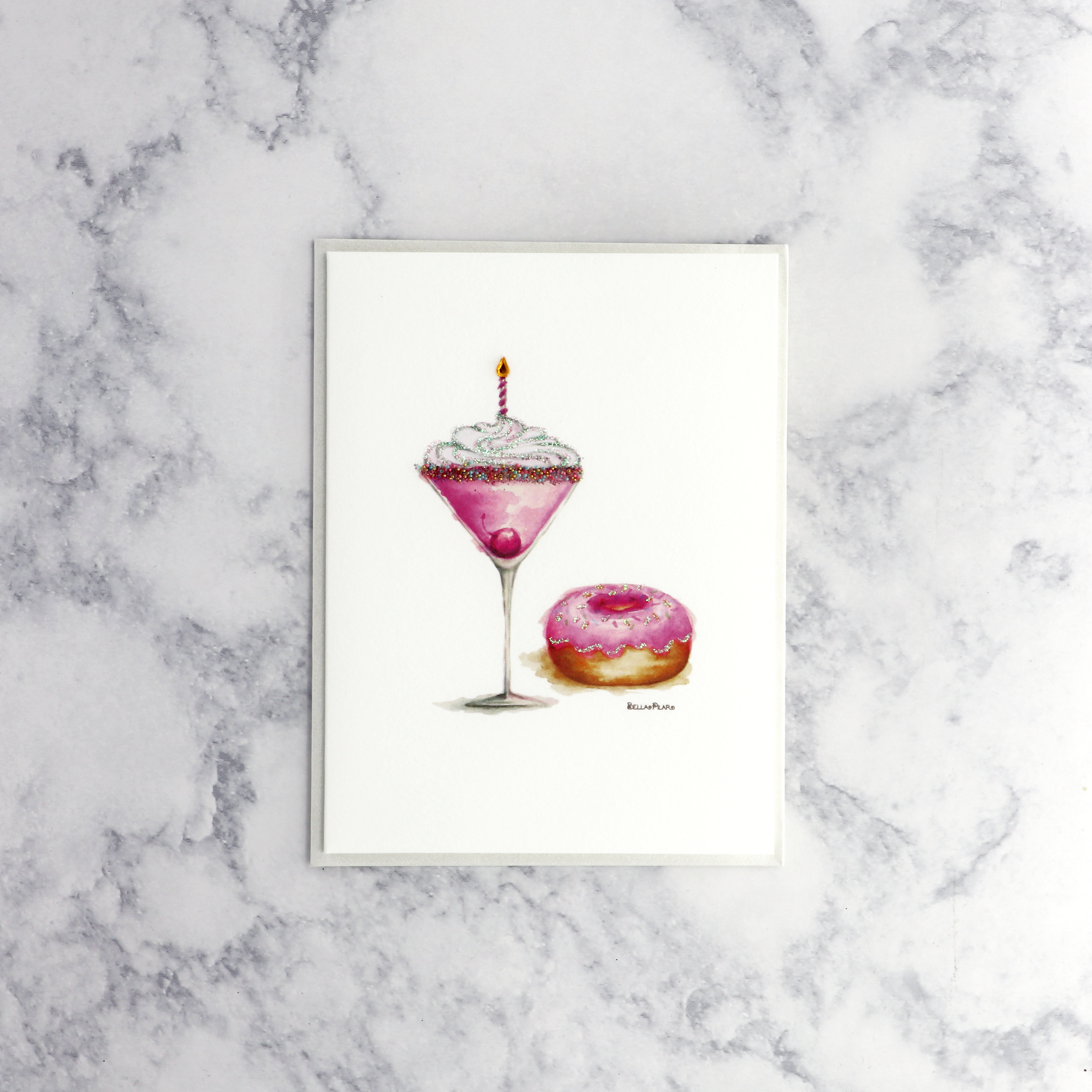 Painterly Donut & Drink Birthday Card