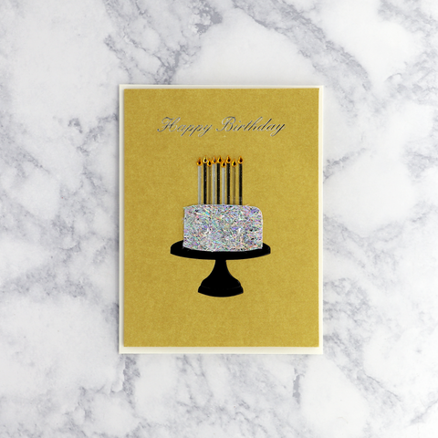 Paper-Sculpted Cake & Gem Flames Birthday Card